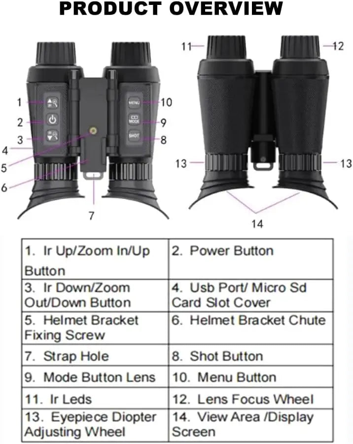 Head-Mounted Night Vision Goggles for Adults, 4K 3D Visual Digital Night Vision Binocular with Head Strap and 32GB Memory Card,