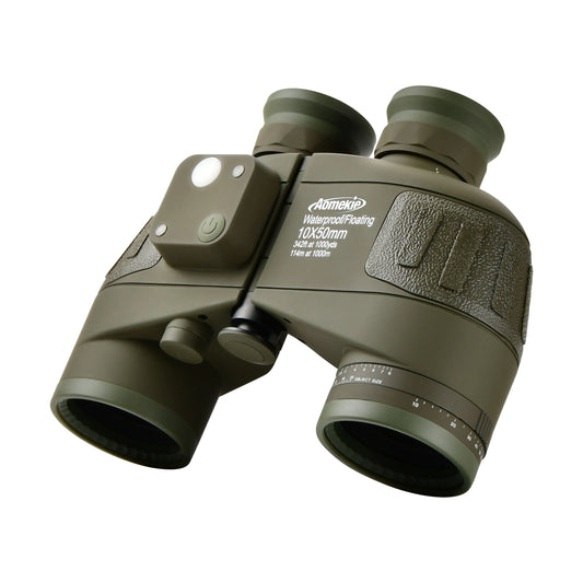 10X50 HD Marine Binoculars with Rangefinder Compass BAK4 Prism 50mm FMC Lens Waterproof for Outdoor Hunting Boating Camping